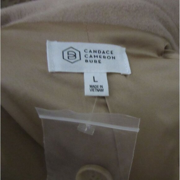 New, Candace Cameron Bure QVC Tan Button- Front Tailored Coat SZ L - Picture 7 of 8